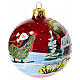 Bola de Natal vermelha Pai Natal no trenó pintada à mão 80 mm vidro soprado s5