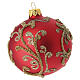 Set 6 boules de Noël rouges arabesques perles dorées 80 mm verre soufflé décorées à la main s4