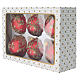 Set 6 boules de Noël rouges arabesques perles dorées 80 mm verre soufflé décorées à la main s7
