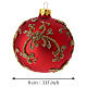 Conjunto 6 bolas de Natal vermelhas com arabescos e pérolas douradas 80 mm vidro soprado decoradas à mão s3