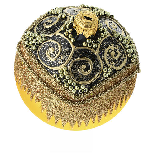 Set 6 boules de Noël or pailletées décor doré et bruni verre soufflé 80 mm 4