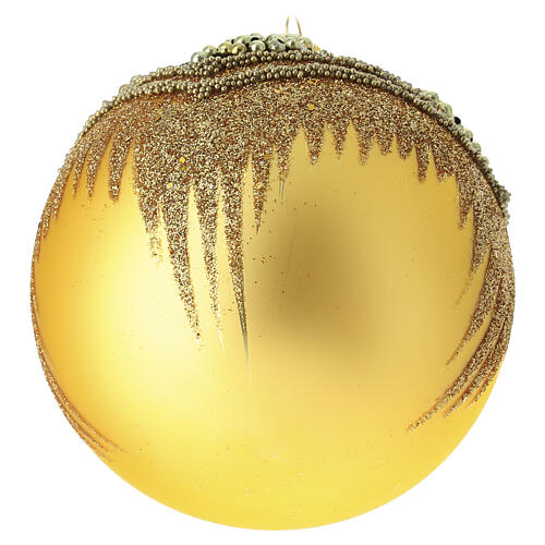 Set 6 boules de Noël or pailletées décor doré et bruni verre soufflé 80 mm 5
