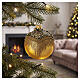 Set 6 palline oro glitter decoro brunito 80 mm vetro soffiato s2