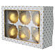 Set 6 palline oro glitter decoro brunito 80 mm vetro soffiato s6