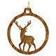 Décoration de Noël de la Terre Sainte renne cadre rond en bois d'olivier 6 cm s1