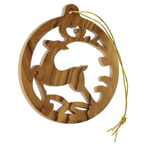 Addobbo natalizio Terrasanta con renna stilizzata in legno d'ulivo 5 cm 2
