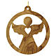 Christmas tree ornament Holy Land angel with heart in olive wood 6 cm s1