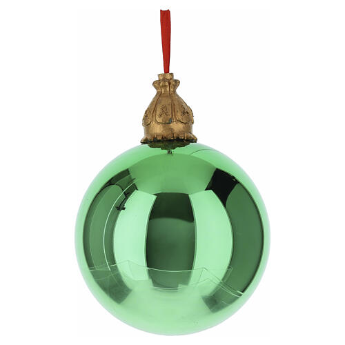 Pallina verde lucida Natalizia 15 cm con decoro Bagutta Tendence vetro soffiato 4