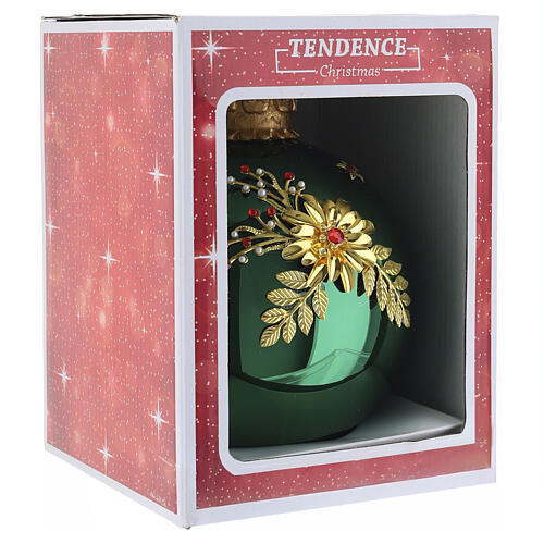 Sfera verde lucido vetro soffiato 15 cm decoro floreale Bagutta Tendence 5