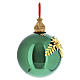 Sfera verde lucido vetro soffiato 15 cm decoro floreale Bagutta Tendence s3