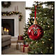 Sfera rossa con decoro centrale diam 15 cm vetro soffiato Bagutta Tendence s2