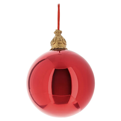 Pallina di Natale rosso lucido decoro dorato 15 cm vetro soffiato Bagutta Tendence 4