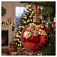 Pallina di Natale rosso lucido decoro dorato 15 cm vetro soffiato Bagutta Tendence s2