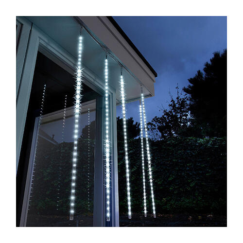 Lichtervorhang, Eiszapfen Schneeeffekt, 72 LEDs, kaltweiß, 79 cm 3