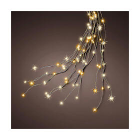 Light waterfall with 672 warm white flickering microLEDs, wire lights, 210 cm