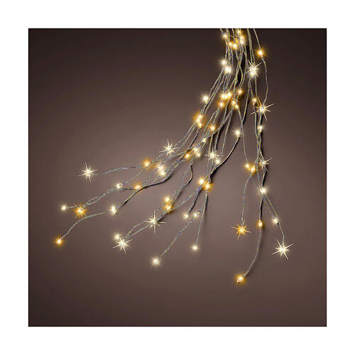 Light waterfall with 672 warm white flickering microLEDs, wire lights, 210 cm 1