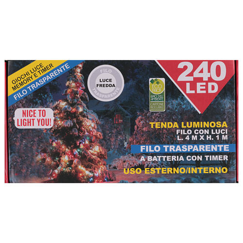 Tenda luminosa 240 led luce fredda interno/esterno 4m 5