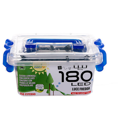 Lichterkette 180 kaltweiße LEDs mit Solarpanel, 9 m, für Innen- und Außenbereich 5