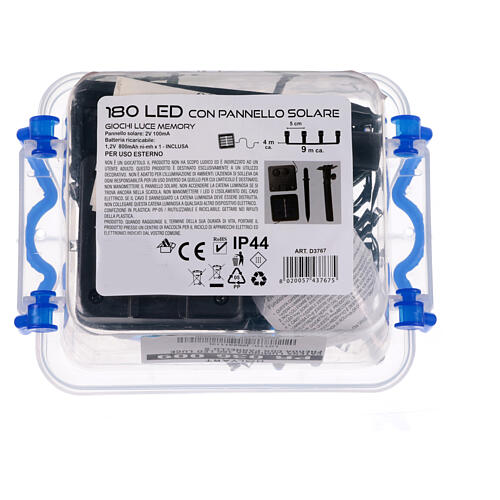 Lichterkette 180 kaltweiße LEDs mit Solarpanel, 9 m, für Innen- und Außenbereich 6