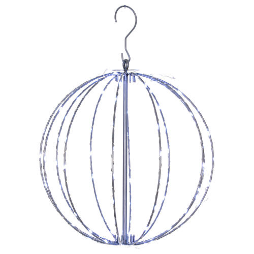 Leuchtkugel 3D, Metalldraht-Gerüst, Ø 30 cm, 118 Nano-LEDs, eisweiß, innen/außen 3