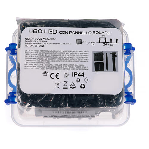 Catena luminosa 480 led luce fredda con pannello solare 24m  6