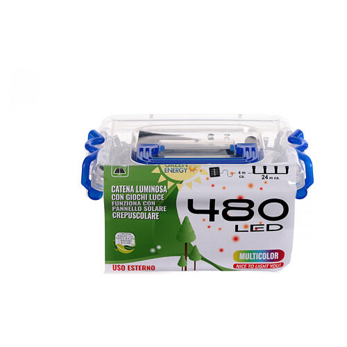 Catena luminosa 480 led luce multicolor con pannello solare 24m 5
