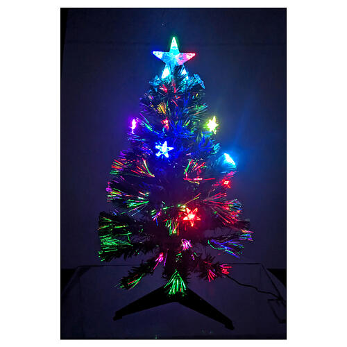 Christmas tree with optical fibres and 17 RGB LEDs, indoor PVC, 31.5 in 1