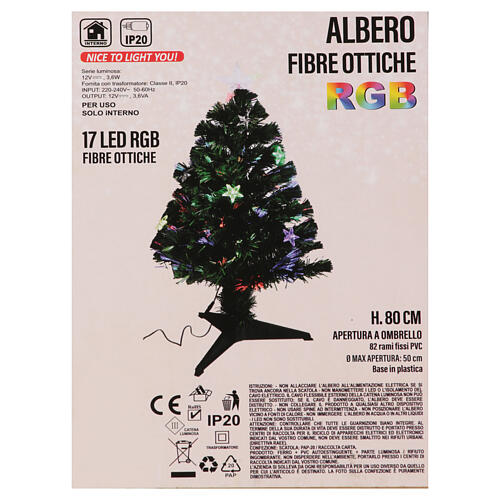 Árbol Navidad 80 cm fibras ópticas 17 led RGB pvc uso interior 5