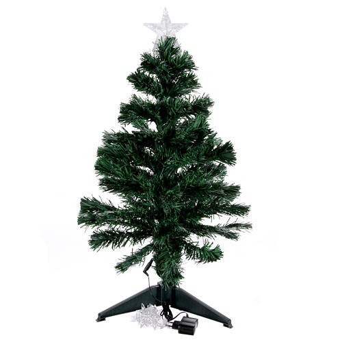 Albero Natale 80 cm fibre ottiche 17 led RGB pvc uso interno 3