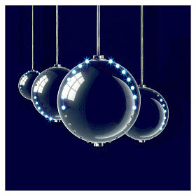 Catena 4 palline Natale argento 96 LED ultra bright effetto neve per interni