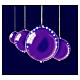 String of 4 purple Christmas balls, 96 LED ultra bright lights, snow effect, for indoor s1