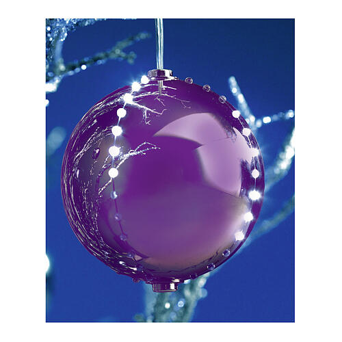 Purple globe of 76 cold white ultra bright LED lights, 6 in diameter, snowfall effect, indoor decoration 1