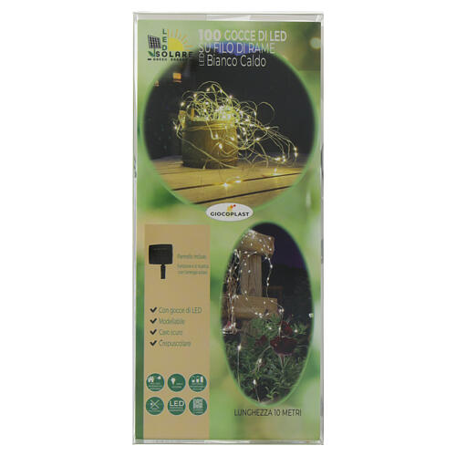 Lichterkette, solarbetrieben, 100 warmweiße LEDs, Kupferdraht, 10 m 4