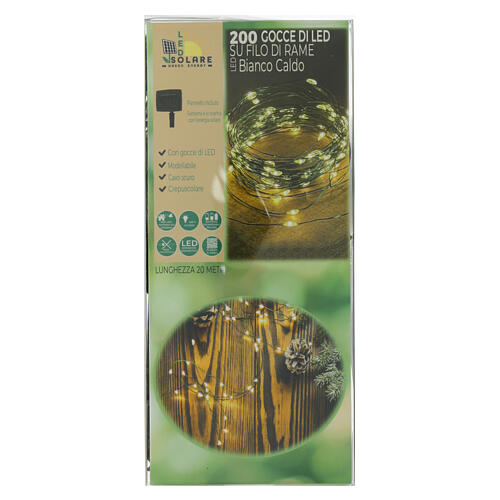 Łańcuch 200 kropli LED, biały ciepły, 20 m 5