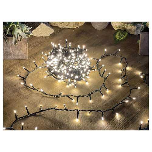 Catena 100 LED minilucciole bianco caldo pannello solare giochi luce 20 mt est 1