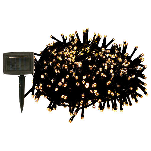 Catena 100 LED minilucciole bianco caldo pannello solare giochi luce 20 mt est 2