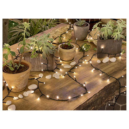 Christmas light chain of 200 warm white LED lights, solar panel, plays of light, 66 ft, outdoor 1