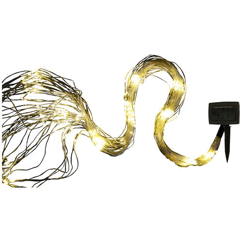 Cascata luminosa 450 maxi gocce LED bianco caldo pannello solare h 2,5 m 2