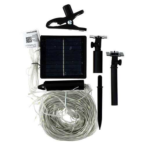 Cascata luminosa 450 maxi gocce LED bianco caldo pannello solare h 2,5 m 3