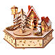 Wooden Christmas village of hexagonal shape with music box, snow and lights, 6x6x8 in s1