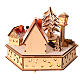 Snowy hexagonal wooden Christmas village music box with lights 15x15x20 cm s5