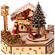 Christmas village with hexagonal square, wood decoration with music box and lights, 6x6x8 in s2