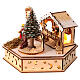 Christmas village with hexagonal square, wood decoration with music box and lights, 6x6x8 in s3