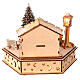 Christmas village with hexagonal square, wood decoration with music box and lights, 6x6x8 in s5