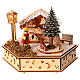 Village de Noël place hexagonale bois boîte à musique lumières 15x15x20 cm s1