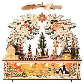 Winterszene aus Holz mit Waldmotiv – mit Licht und Bewegung, 40 × 40 × 10 cm