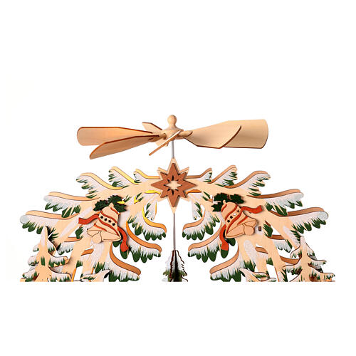 Wooden Christmas village set: illuminated forest with spinning tree and propeller, 16x16x4 in 2