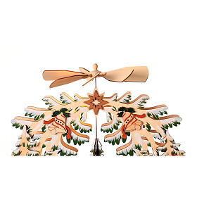 Villaggio natalizio legno bosco illuminato movimento eliche albero 40x40x10 cm