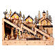 Christmas wooden village set: snowy slope with church, lights and motion, 12x18x4 in s1