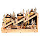 Wooden Christmas village set: snowy slope with lights and motion, 12x18x4 in s1